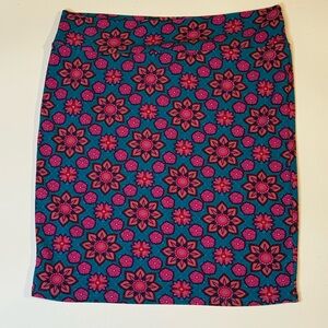 LuLaRoe Floral Pencil Skirt - Pink and Teal